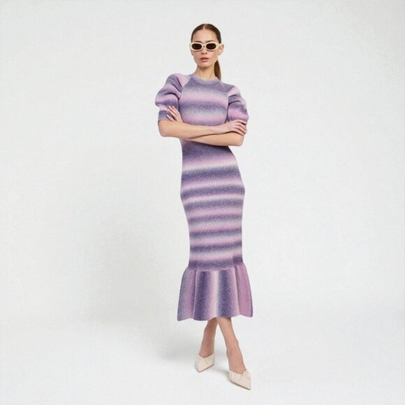 NWT En Saison Greer Ombre Knit Ruffle Hem Maxi Sweater Dress - Picture 5 of 7